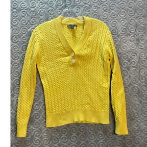 American Living Womens Cable Knit Cotton Sweater Yellow‎ Large